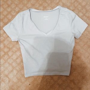 baby blue v-neck crop top
